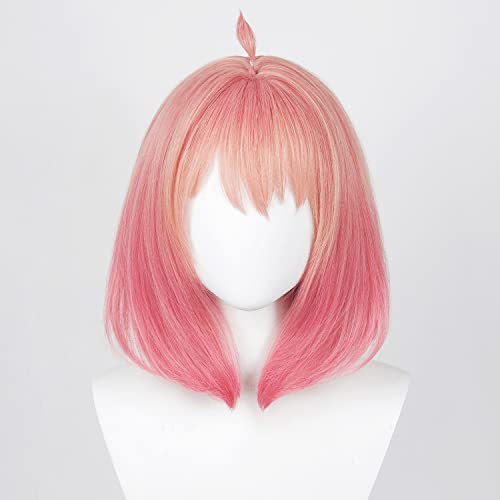 Pweincy Spy Anya Forger Cosplay Wig for Women Short Pink Bob Hair com franja