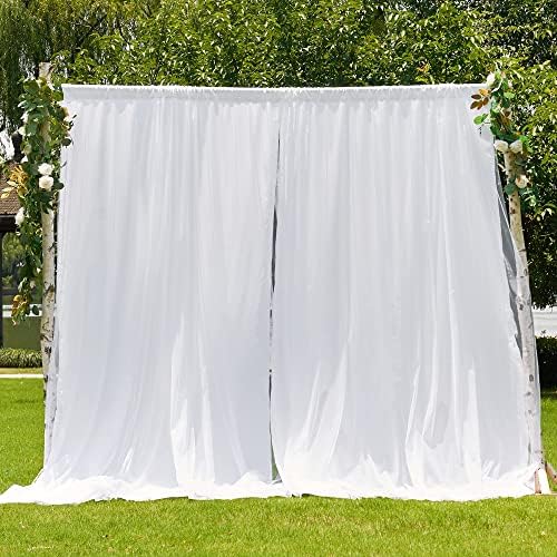Nicetown White Tulle 2 Camadas Cortinas de cenário para festas Casamentos Baby Birthday Party Bridal Shower Studio Christmas