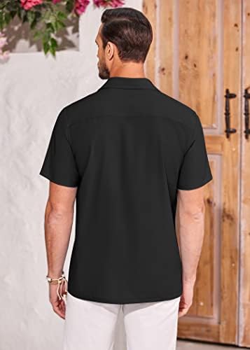 Coofandy Men's Beach camisas de manga curta Hawaiian camisa de botão impressa de botão com bolso