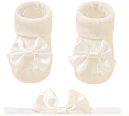 Baby Girls Bow Head Band & Bow Toddler Socks Gift Set