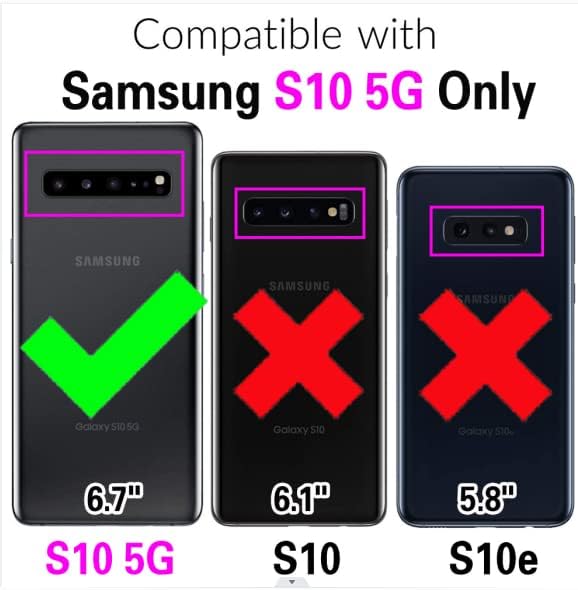 Furiet Compatível com a caixa de carteira da Samsung Galaxy S10 5G e pulsea de pulso de couro de couro de lanfilos