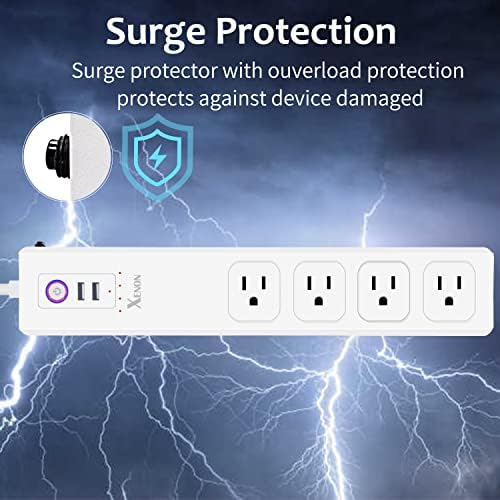 ZigBee Smart Power Strip 16A WiFi Plug Plug 5ft Protector Smart 4AC+2USB Compatível com Alexa e Google Assistant, Support Voice/App