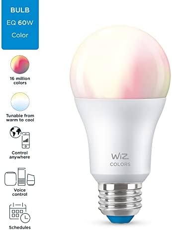 Wiz conectou a lâmpada de WiFi Wiz 2 60W A19 Smart Wi-Fi, 16 milhões de cores, compatível com Alexa e Google Home Assistant,
