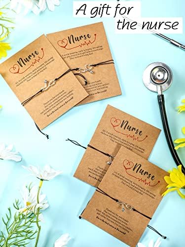 JANMERCY 40 Setting Card Enfermeiro Cartão de Apreciação Bracelets Presentes de enfermagem para mulheres estetoscópio Pulseira