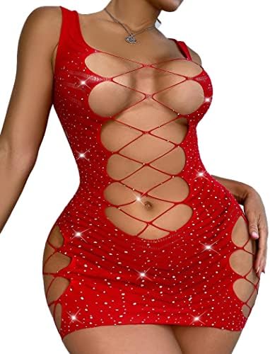 Rlove feminino fishnet lingerie malha quimise babydoll bodysuit renda lingerie para mulheres