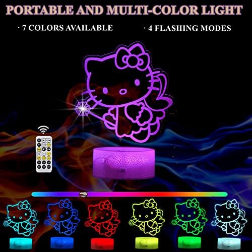Luz noturna de gato - Lâmpada de Kitty, 7 Lâmpada de decoração de mudança de cor com controle remoto, escuro, timer, presentes
