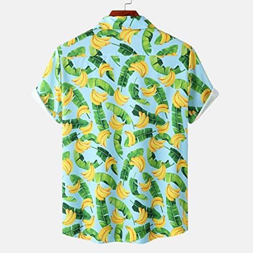 Camisas havaianas casuais hddk masculas, verão de manga curta impressão floral tropical botão de ajuste regular da praia