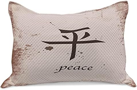 Kanji de malha lunarable Coloque de travesseira, look enferrujado Design grunge Palavra da paz escrita com chinês, capa padrão de