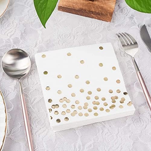Guardanapos de papel alumínio dourado polka confetti coquetel descartável para festa de aniversário 50 pacote