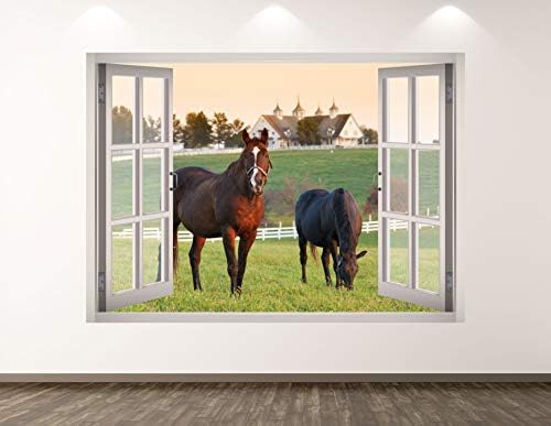 West Mountain Horses Wall Decalt Art Decor 3d Window Farm Stick Mural Kids Room Presente Personalizado BL282