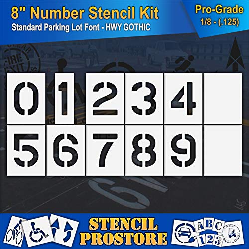 Estênceis de calçada - kit de número de estêncil de 8 polegadas Conjunto de estêncil - - 8 x 6 x 1/8 - Pro -grau