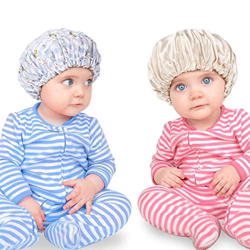2 peças Baby Bonnet Kids Rabbit Silk Bonnet Capinho de dormir ajustável Rosa macio Chapéus para cabelos naturais adolescentes
