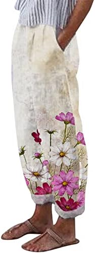 Miashui praia encobrir calça calçada feminina casual calça esportiva posicionando estampa de flor elástica harém casual harema