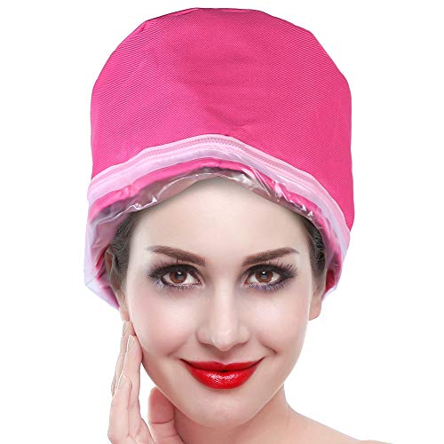 Capéu de cabelo térmico elétrico, chapéu de aquecimento elétrico em casa rosa Capinho de cabelo Spa Home Uso de cabelo