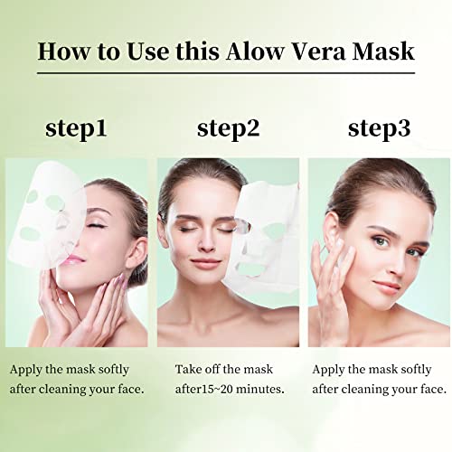 Máscaras faciais Máscara de lençol de cuidados com a máscara de aloe vera máscara, máscaras faciais hidratantes máscara