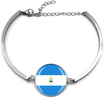 Pulseira de bandeira da Nicarágua Sulmanha de pulseira de cristal de corrente, pulseira de aço inoxidável de moda para o presente