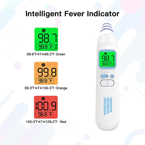 Termômetro sem toque - Termômetro de testa para adultos, sem toque para febre, crianças bebês crianças com baterias, alarme