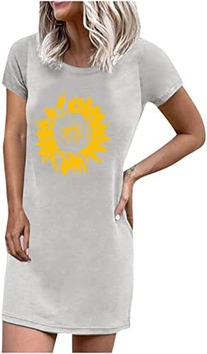 Vestido casual feminino 2023 Summer Trendy Floral Crew pescoço de manga curta Mini vestido de túnica de praia