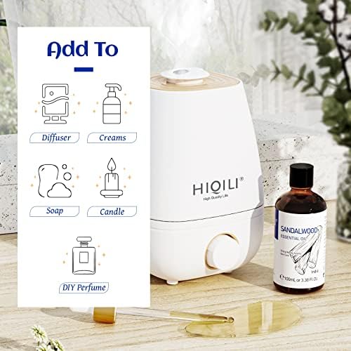 Hiqili patchouli e óleo essencial de sândalo, orgânico natural puro para fabricação de perfumes, difusor, pele, cabelo - 3,38 fl oz