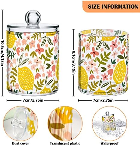 Flor Lemon Cotton Swab Suports Recipientes de banheiro Jars com tampas conjuntos de algodão Round Bound Bolder Round Solder para