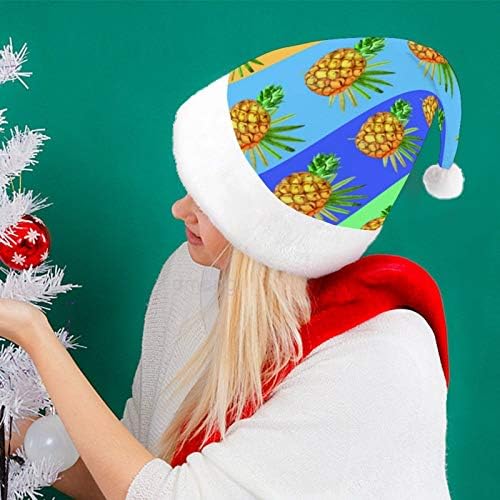 Chapéu de Papai Noel de Natal, Penapple Padrão Colorido Capéu de Férias de Xmas para Adultos, Unisex Comfort Hats de Natal