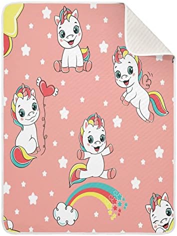Kigai Cute Unicorn Rainbow Baby Blanket macio quente e leve, cobertor de berço respirável para meninos e meninas 30 x