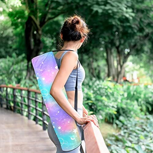 Galaxy Planets Moon Stars On Rainbow Yoga Mat Bags Full-Zip Yoga Carry Bag para homens, Exercício de ioga transportadora