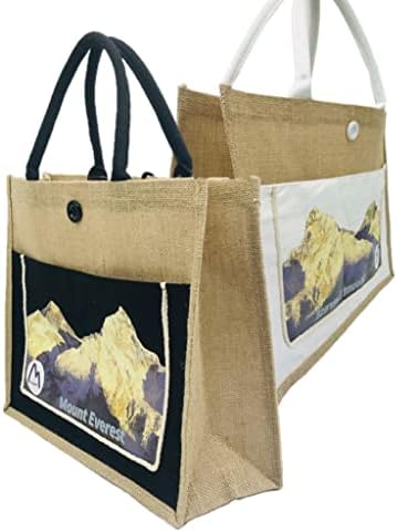 Mount Everest Juta Reutilizável Bolsa de Mercearia, sacola, sacola de lona, ​​bolsa de compras