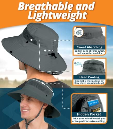 Chapéu de pesca de Geartop UPF 50+ largo de largura de sol para homens e mulheres, chapéus de balde masculino com proteção UV para
