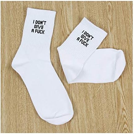 Comidox 2 pares moda homens mulheres casuais meias com letras em inglês foda e eu não dou a mínima, branco, código médio
