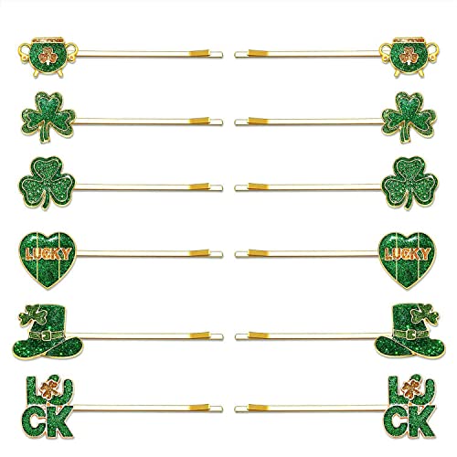 8/12pcs St.Patrick's Day Hair Clips for Women Glitter Shamrock Hat Lucky Leaf Hairpins