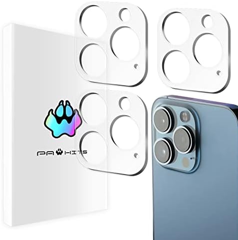 PAWHITS 3 Pacote Lente de câmera Protetor para iPhone 13 Pro/13 Pro Max 9h Dadoção Filme de vidro temperado Fácil de instalar