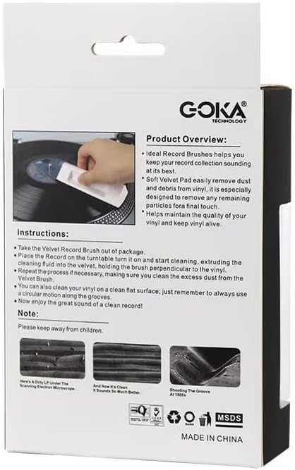 Goka Gk-R47 Kit de limpeza de recordes de vinil com solução de cuidados com gravação, Brush de gravação com veludo