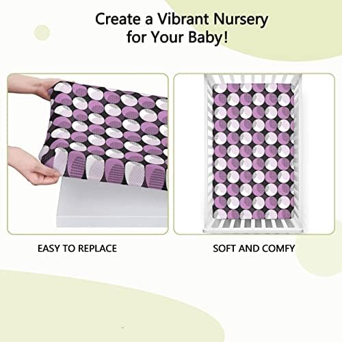 Folha de berço ajustada com tema geométrico, colchão de berço padrão folha de materiais Ultra Soft para meninas meninas, 28 x52, lavanda