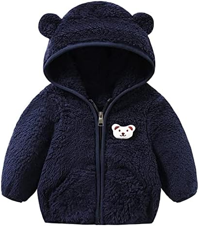 Recém -nascido bebê meninas meninos jaqueta urso orelhas de capuz para roupas zíper quente lã quente casaco de inverno