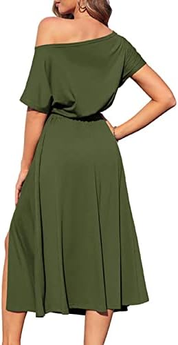 Vestido de balanço de Ethkia com mangas compridas novo vestido de verão feminino sem alça de manga curta cinto de cintura