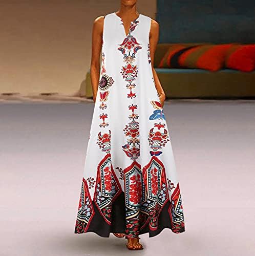 Vestido FARRARN MAXI PARA MULHERES 2022 BOHEMIA Casual Tank Top Top Top Dress Summer Summer Print Ethnic Fit Swing