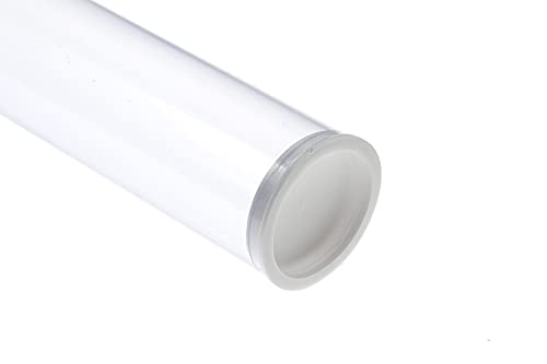 Tubos de policarbonato transparente de revenda com tampas brancas 30 mm ID x 32 mm OD x 1mm parede, 0,82 pés comprimento