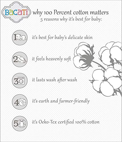 BACATI - 2 PACK MOD LIRAS IMPRESSAS NETRAS Cotton Universal Baby US Standard Crib ou Ceddler Bed Sheets