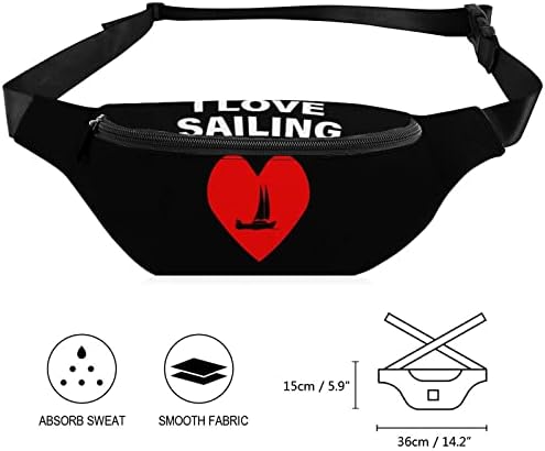 Eu amo bolsa de cinto para velejar para homens Menas de moda Bolsa Crossbody Bag com cinta ajustável para escritório de viagens