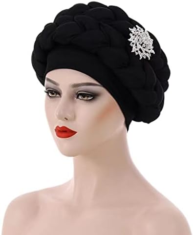 Turbante nigeriano de gele para mulheres kidewrap tocada tampa de cabelo torcido Capinho pré-amarrado gaiola de gorro para