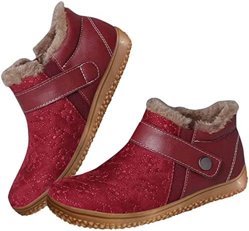 Botas de inverno feminino Moda feminina de costura redonda botas de couro fivela de neve curta botas de dedo dedo botas femininas