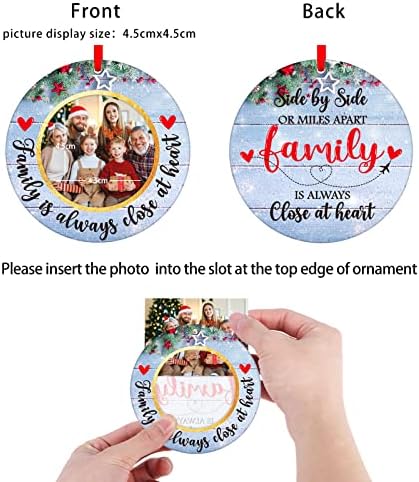 Waahome Picture Frame Family Family Christmas Ornamentos 2023, lado a lado ou quilômetros de distância Família está sempre