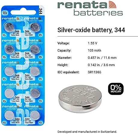 Renata-1.55 Volt Watch Battery 344 substitui SR1136SW