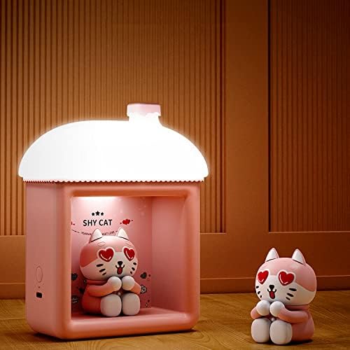 Diyoohomy Pink Cat Night Light for Kids Kawaii Decorações de Natal para quarto USB Recarregável Luz noturna Decoração