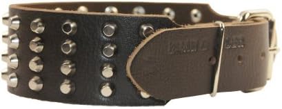 Dean & Tyler Leather Dog Collar 4 Row Studs Brown - 38 por 2 1/4 Largura. Caberá em tamanho de pescoço 36 '' - 40 ''. Tem uma