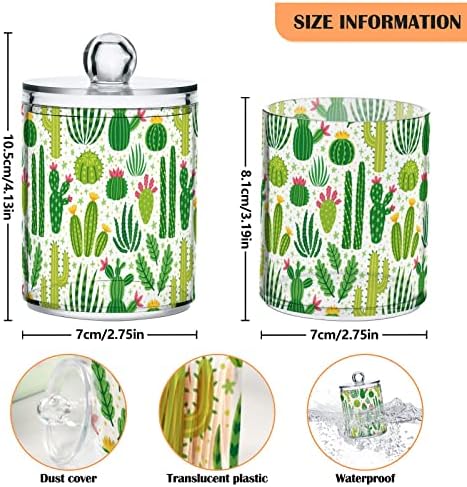 Yyzzh cactus padrão cacto verde suculento planta de natureza 4 pacote de suporte QTIP Dispensador para algodão Swab Ball