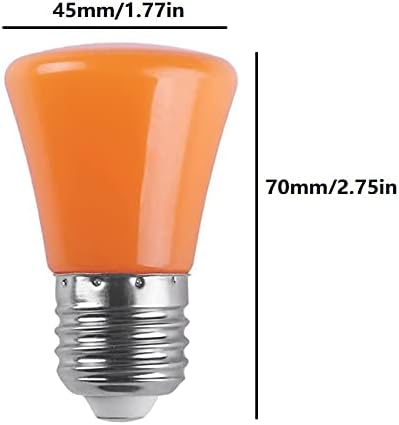Iluminação LXCOM LUBE LANGE LED LUBLE 1W Bulbo de cor laranja e26/e27 Base média lâmpada de lâmpada ao ar livre para festival