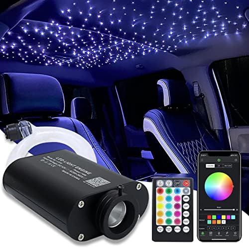 Luzes de fibra óptica de 16w AMKI, Starlight Headliner Kit Light Kit App/controle remoto Modo ativado para decoração de carro