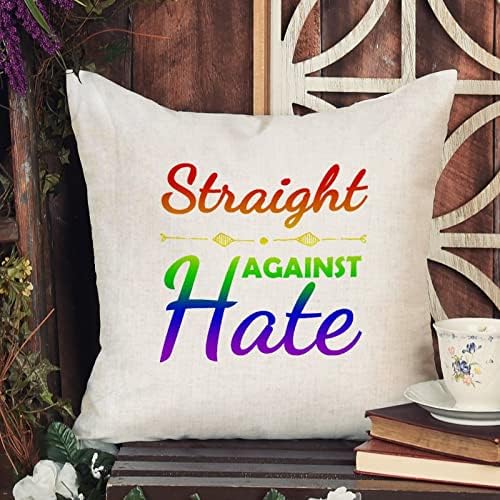 Contra contra o ódio Pillow Pillow Tampa de travesseiro de dia dos namorados, transgênero pansexual transgênero LGBTQ Gay Rainbow